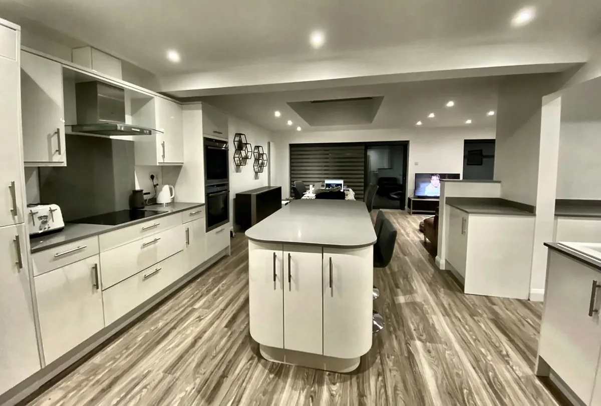 Completed kitchen and living space