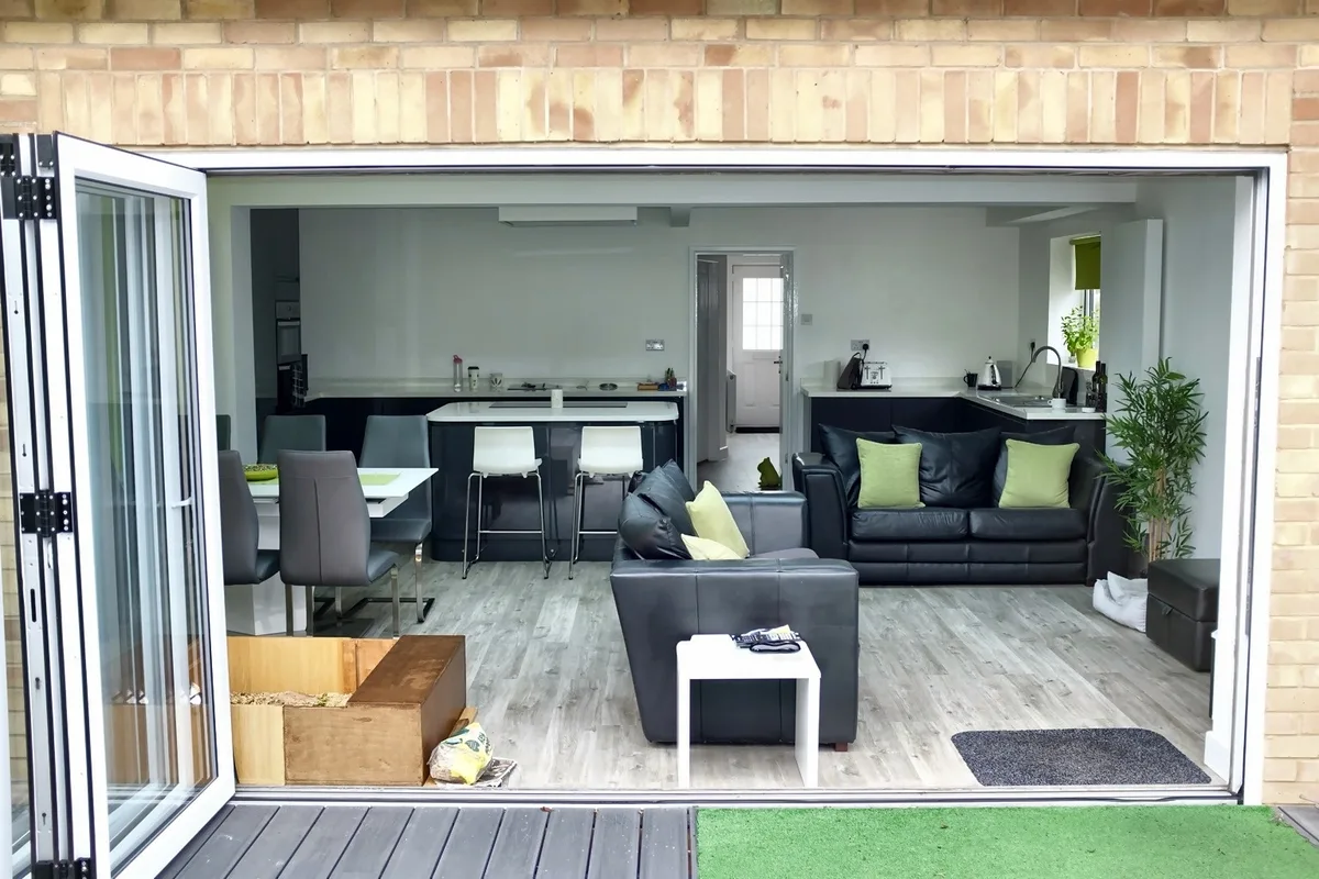 Completed open-plan kitchen and living space