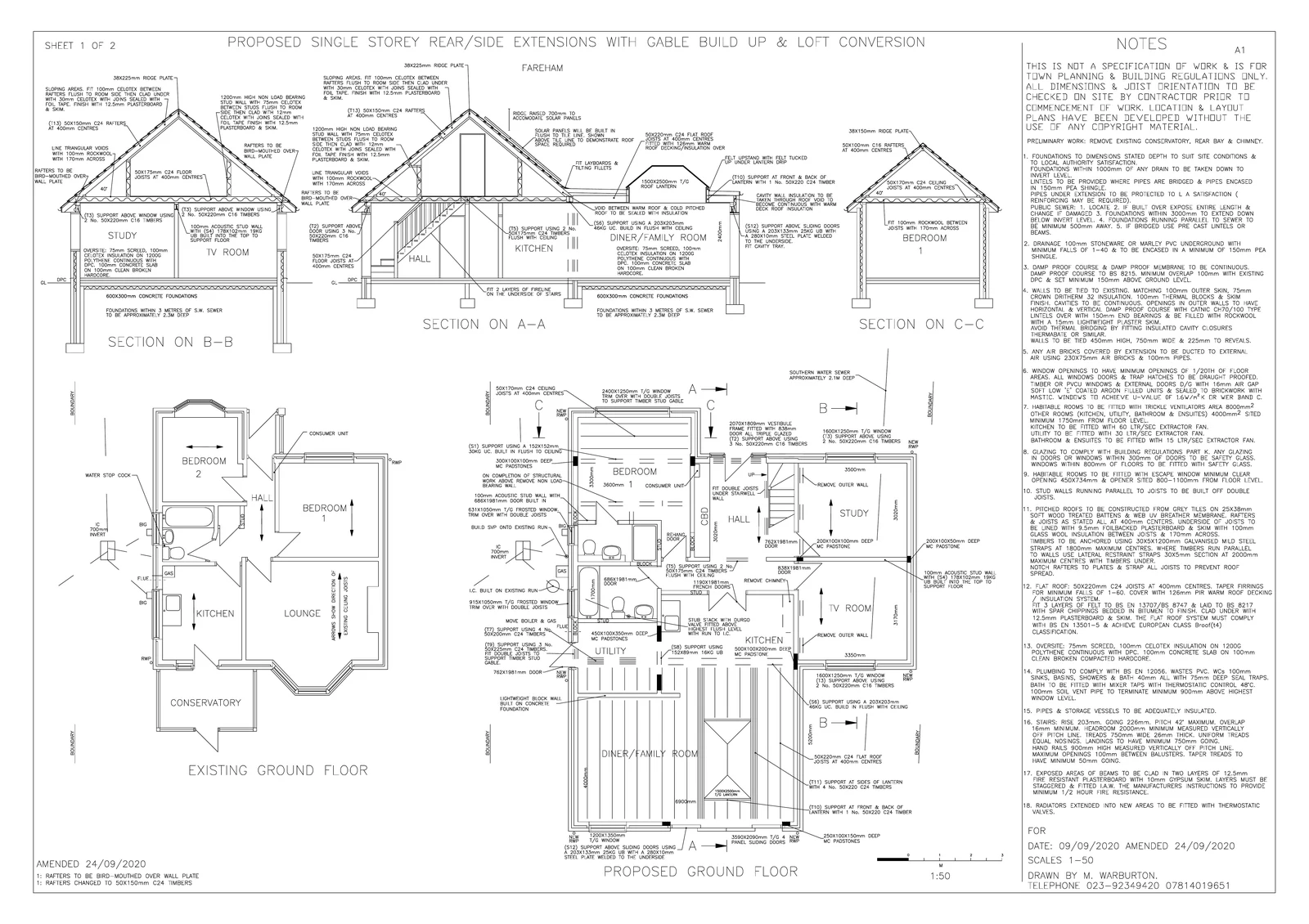 Fareham planning extension drawing